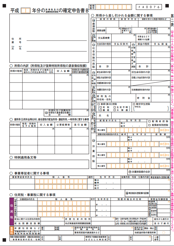 確定申告書BとAの違い